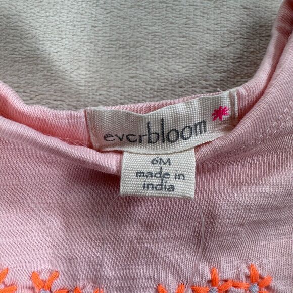 Everbloom Baby 6 Months Pink Embroidered Flower Heart Billy Tee Shirt New - Picture 3 of 9